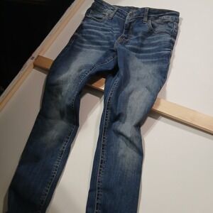 Womens Denim Jeans Distressed Look Stylish Pockets‎ Blue Size 28x31